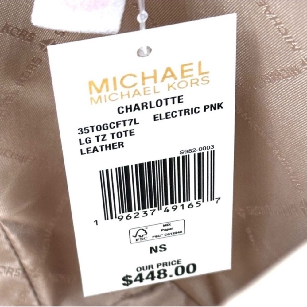Michael Kors Large Charlotte Tote Bag Electric Pink - Picture 12 of 12